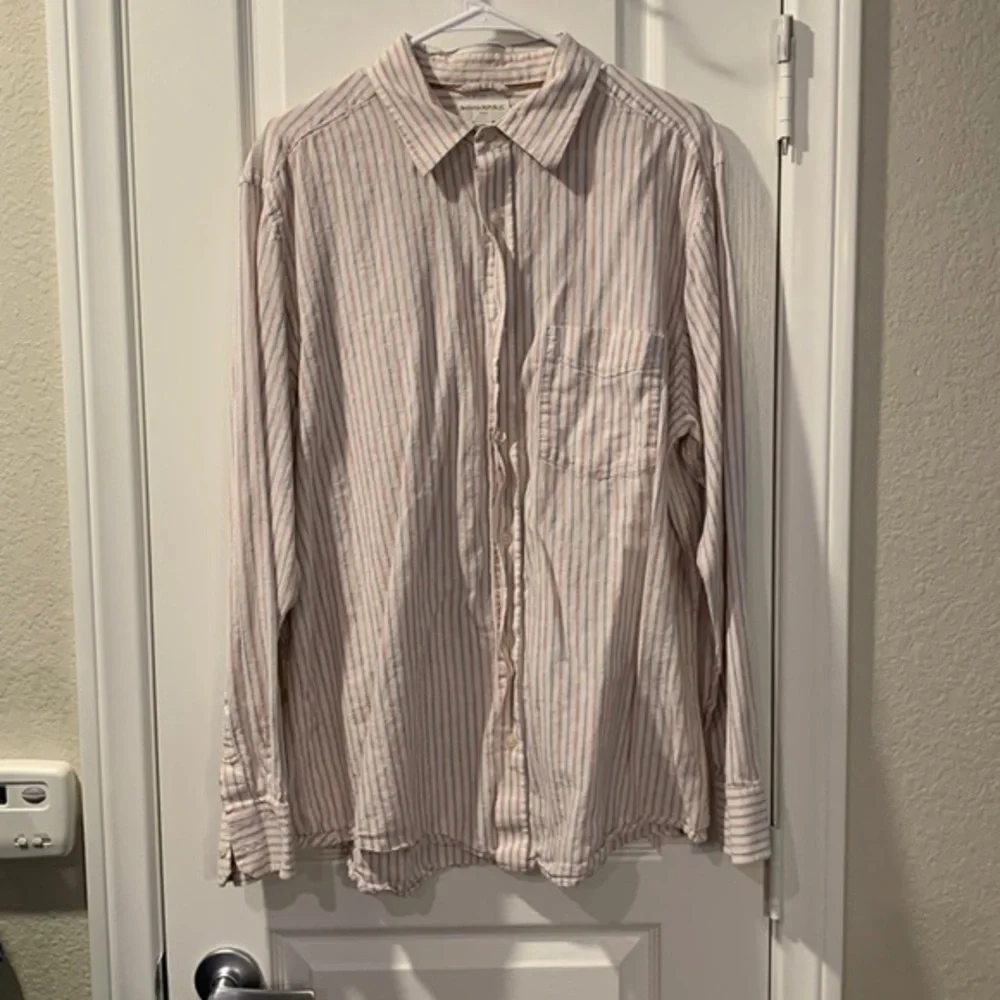 Banana Republic Stripe Casual Button Down Shirt Size XL 17-17.5 GUC #0005
